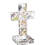 H&D Traditionelles Kristallkreuz stehend,Briefbeschwerer aus Glas für die Tischdekoration,12cm