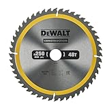 DEWALT 250 x 30 mm Kreissägeblatt (für den Einsatz auf Stationärsägen, nagelfest, 48 Zähne,...