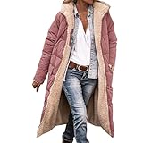 Winterjacke Damen Große Größen mit Teddyfutter Warm Gefüttert Steppmantel Casual Zip Daunenjacke...