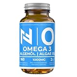 Natura-Fitness24 Vegane Omega-3 Kapseln aus Algenöl - 160 Kapseln à 500mg - hochdosiert mit 300mg...