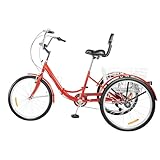 XIAYUHE 24 Zoll Dreirad für Erwachsene,Faltbares 7-Gang 3 Räder Fahrrad,Einstellbare Sitzhöhe...