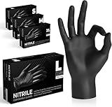 The Real Touch Einweghandschuhe, Schwarze Nitrilhandschuhe - 100 Stück Handschuhe, Puderfrei &...