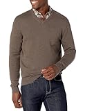 Amazon Essentials Herren Pullover mit V-Ausschnitt (in Übergröße erhältlich), Braunheide, L