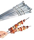 BBQ Edelstahl Grillspieße für Fleisch und Gemüse (10 St/50cm) Extra stark 2mm, Fleischspieße,...