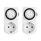 Mechanische Zeitschaltuhr Steckdose, G-Homa 2er Set 24-Stunden-Programm Analoge Zeitschalt-Steckdose...