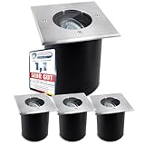SSC-LUXon 4 Stück JUAVI Bodeneinbaustrahler schwenkbar quadratisch IP67 für 1x GU10 - Bodenspot...