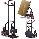 ONBEST Treppensackkarre Sackkarre klappbar – 150 kg Tragkraft – 3-Fach Hartgummi Reifen –...