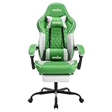 SUKIDA Gaming Stuhl, Ergonomischer Gaming-Stuhl mit Fußstütze, Racing Gamer Chair 90-135°...