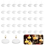 FICOFISE 42 Stück Schwimmkerzen Weiß: 3,7x1,6cm Rauchlose Schwimmende Kerzen, Duftfrei Dekorative...