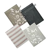 Duschhandschuh, weiche Waschlappen mit Schlaufe, 4 Stück, Badehandschuh, Waschlappen, Baumwolle,...