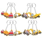 Homoyoyo 12 Stück Pvc Baustellen Schlüsselanhänger mit Baumaschinen Motiven Gastgeschenke für...