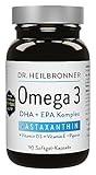 Dr. Heilbronner Omega 3 Astaxanthin Kapseln mit Vitamin D3 Vitamin E und Piperin in der Glasflasche...