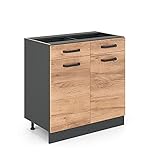 Vicco Küchenunterschrank R-Line, Goldkraft Eiche, 80 cm ohne Arbeitsplatte