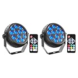 Rtktoup 2PCS Wiederaufladbar RGB LED Par Scheinwerfer, 12 LED Strahler Akku mit Fernbedienung...