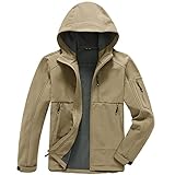 Rdruko Wasserdichte Softshell-Jacke für Herren, Fleece-gefüttert, mit Kapuze, lässig, Outdoor,...