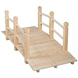 SOARS Holzbrücke mit Geländer, Gartenbrücke aus Fichtenholz, stabile Teichbrücke bis 100 kg...