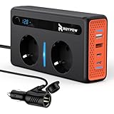 RoyPow Auto Spannungswandler 300W Wechselrichter DC 12V to AC 230V mit 2 Steckdosen und 4 USB Ports...