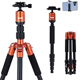 Rollei Compact Traveler No.1 Orange, 143cm Stativ Kamera mit Kugelkopf Leichtes Reisestativ aus...
