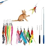 MmotZsb Katzenangel 12 Stück, Katzenspielzeug Feder, Interaktives 10 Feder Spielzeug mit Glocken...