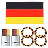 EM 2024 Fanartikel Deutschland, Fanpaket Fußball Em 2024, 7-teilig, 1× Flagge 90×150cm,2 × Fan...