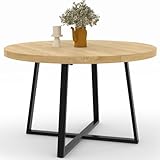 IDMarket - Esstisch, rund, Selma, 4-6 Personen, Holz und Schwarz, 110 cm