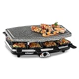 Cloer 6430 Raclette-Grill mit Naturstein, 1200 Watt, 8 Pfännchen antihaftbeschichtet mit...