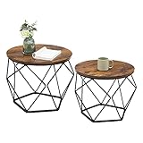 VASAGLE Couchtisch rund, 2er Set, Wohnzimmertisch, Beistelltisch, modern, abnehmbare Tischplatte,...