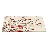 AUBKFELD Tischdecke mit japanischem Frühlings-Blumendruck, 122 x 76 cm, rechteckige Tischdecke,...