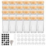 Withosent 24er Set Gewürzgläser Eckig mit Schraubkappe, 120ml Gewürzdosen mit Holzdeckel,...