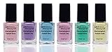 6x5ml Stamping-Lack Pastell Set Rosa Lila Blau Lilac Mint Gelb Nagellack Nail Polish Fingernägel...