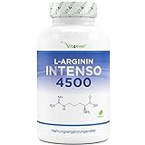 L-Arginin - 365 vegane Kapseln - Premium: 4500 mg pures L-Arginin pro Tagesdosis - Hergestellt durch...