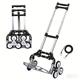 6 Räder Aluminium Treppensteiger Transportwagen mit verstellbarem Griff, Faltbare Sackkarre,...