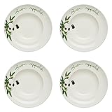 KHG 4er Set Pastateller, extra groß mit 30cm Durchmesser in Buono appetito Print, perfekt für...