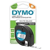 DYMO Original LetraTag Etikettenband| schwarz auf weiß | 12 mm x 4 m | selbstklebendes Kunststoff...
