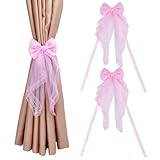 WADORN 2 Packung Rosa Vorhang Raffhalter Mit Schleife Vorhang Raffhalter Mit Schleife Dekorativer...