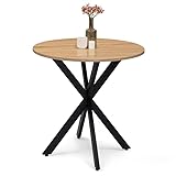 IDMarket - Esstisch, rund, Alix, 2-4 Personen, Spinnenfuß, Holz und Schwarz, 80 cm