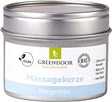 GREENDOOR Natur Massagekerze Morgentau 100ml, BIO Sojawachs BIO Babassu + entspannende ätherische...