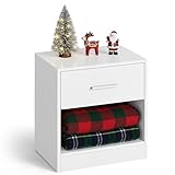 VASAGLE Nachttisch, Beistelltisch, mit Schublade, Griff, offenes Fach, Couchtisch, für...