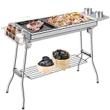 Holzkohlegrill, Klappgrill, 106*33*72cm, Camping Grill,Standgrilll aus Edelstahl,...