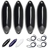 HonuNautic 4er Set Fender incl. Fenderleinen | U-Serie | Farbe: Schwarz | Größe: Ø 19 x L 64 cm |...