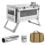 TOMOUNT Zeltofen Titanium Ofen, Tragbar Kompakt Titan Campingkocher mit Kamin...