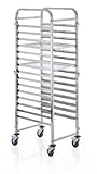 getgastro Tablettwagen für 60x40 cm Bleche/Tabletts mit 4 Rollen (2 mit Feststeller), Edelstahl,...