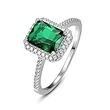 Yaresul 925 Sterling Silber Ringe, Cushion-Cut Erstellt Smaragd Geburt Stein Ring, Schmuck Ringe...