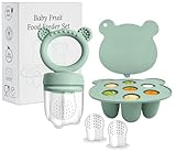 Fruchtsauger Baby ab 4 Monate, BPA frei Silikone Babynahrung Aufbewahrung Beißring Baby kühlend...