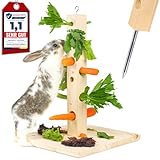 Nagergaleria® Futterbaum Kaninchen Meerschweinchen mit Bodenplatte aus Holz und Erdspieß fürs...