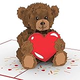 papercrush® Pop-Up Karte Teddy mit Herz - Süße 3D Geburtstagskarte für Mama & Frau, Liebeskarte...