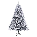 SVITA Weihnachtsbaum künstlich Weiß mit Schnee mit 1017 Zweig-Spitzen inkl. Metall Ständer...