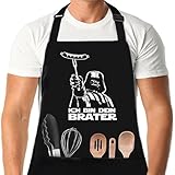 DXDXDXD Star Wars Schürze ICH BIN DEIN BRATER, mit 2 Taschen 95cm Große Männer Schürze, Lustige...