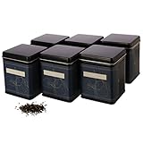 Dosenritter | 6x klassische eckige Teedose, stapelbar, aromadicht aus Metall für je 140g Earl Grey,...