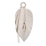 Liqzirtu Boho Wandteppich - Gewebte Baumwolle Feder Quasten, Ästhetisches Makramee Wand Ornament...